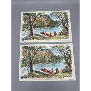 Vintage Exxon Esso Tiger George Shawz Vinyl Plastic Placemats Set Of 2 READ